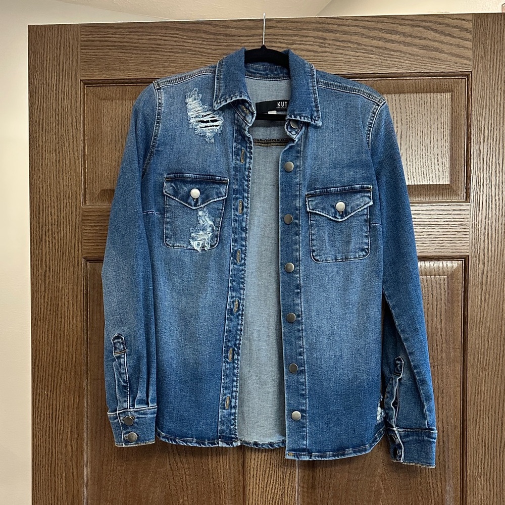 Kut from the Kloth Distressed Blue Denim Jacket